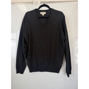 Mens Pronto Uomo Extra Fine Merino Wool Pullover Sweater Gray Size Large